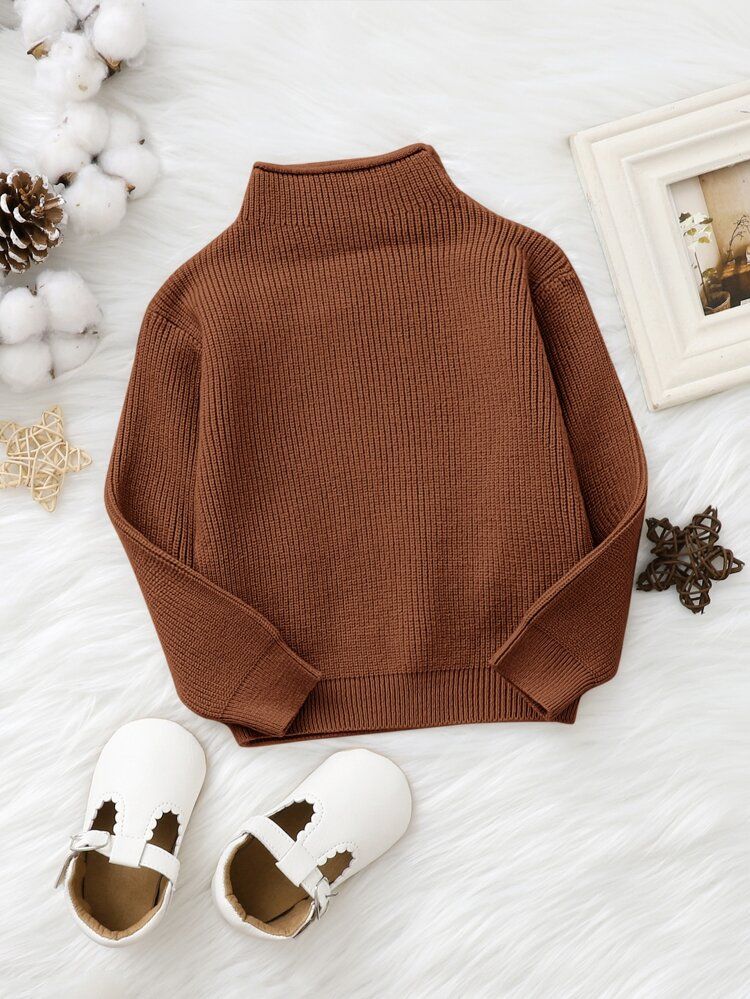 Baby Mock Neck Ribbed Knit Sweater | SHEIN