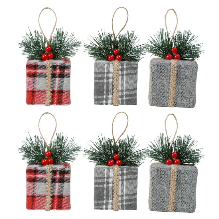 Holiday Time Gray Fabric Shatterproof Ornament, Set of 6 | Walmart (US)