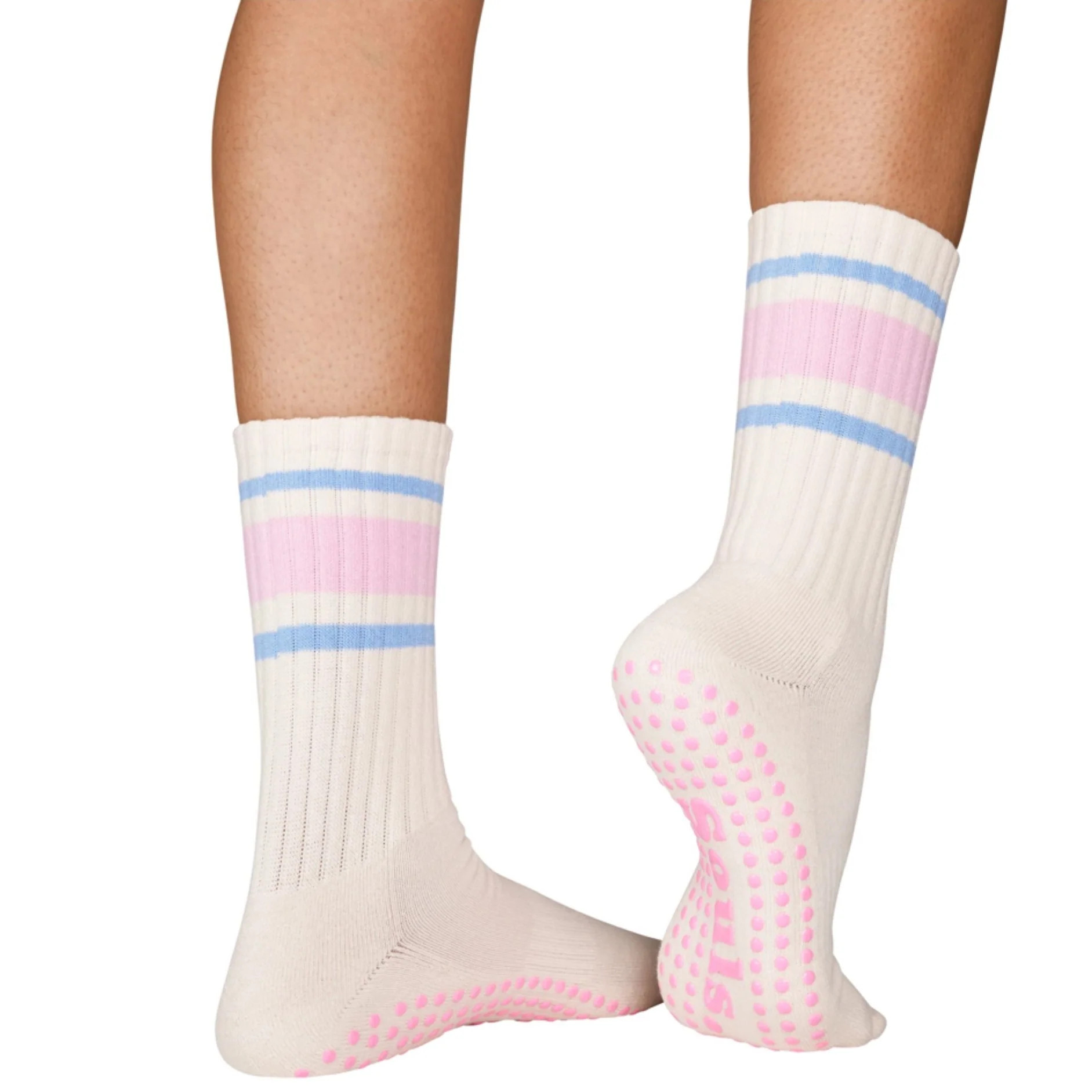 Pink Retro - Crew Grip Sock (Barre / Pilates) | simplyWORKOUT