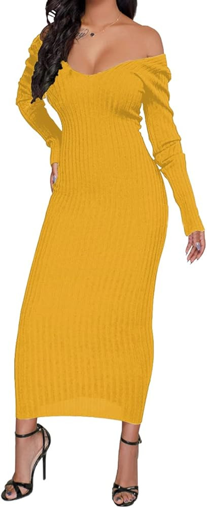 SheKiss Womens Off Shoulder Plus Size Work Business Sweater Dresses Long Sleeves Bodycon Cardigan... | Amazon (US)