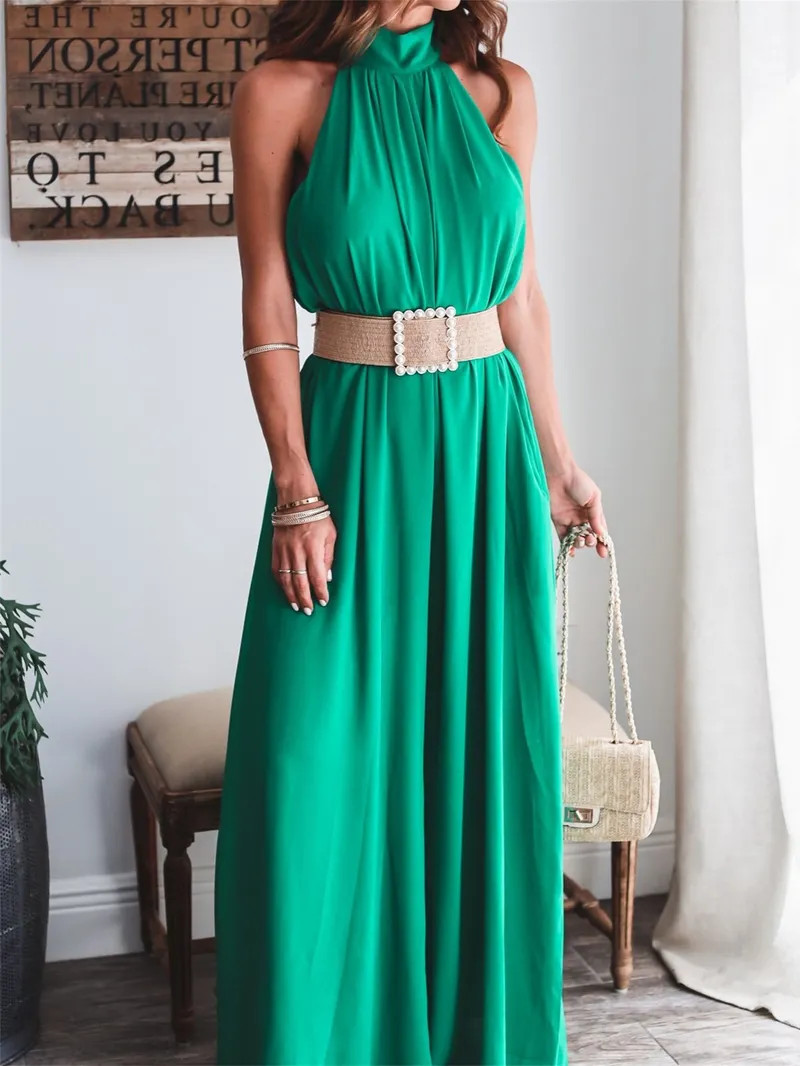 Women's Dresses Halter Neck Vintage Slee Maxi Long Dresses | Temu Affiliate Program