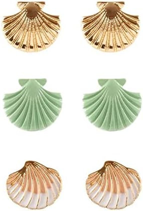 Rosemarie Collections Women's Beach Stud Earrings Set of 3 Starfish Sand Dollar Shell | Amazon (US)