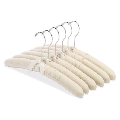 Premium Canvas Padded Hangers For Shirts, Blouses, And Delicate Clothing - Set Of 6 With Swivel Hook And Satin Bow Accent | Wayfair North America