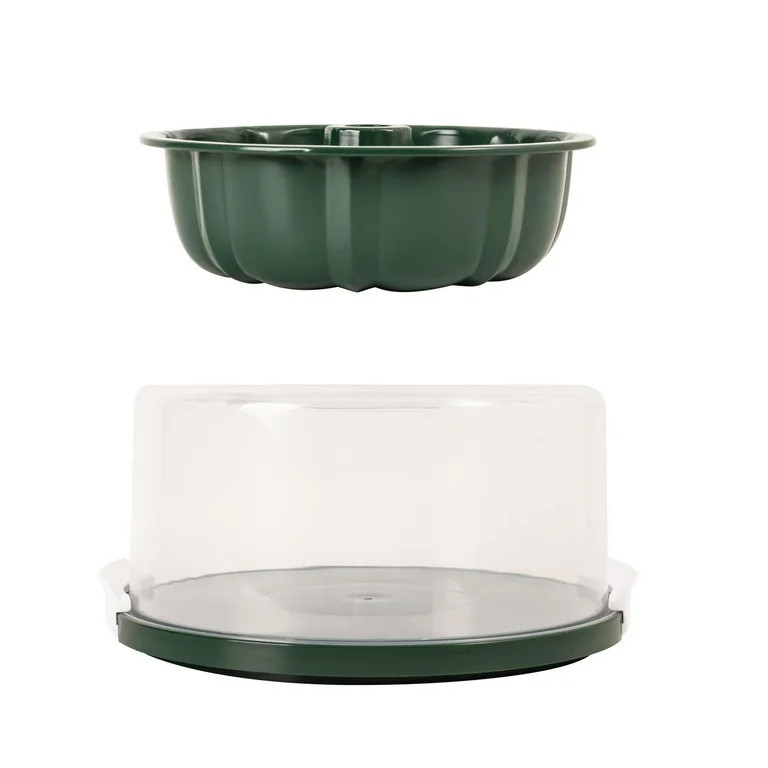 Holiday Time 10-Inch Non-Stick Fluted Cake Pan with Carrier, Green - Walmart.com | Walmart (US)
