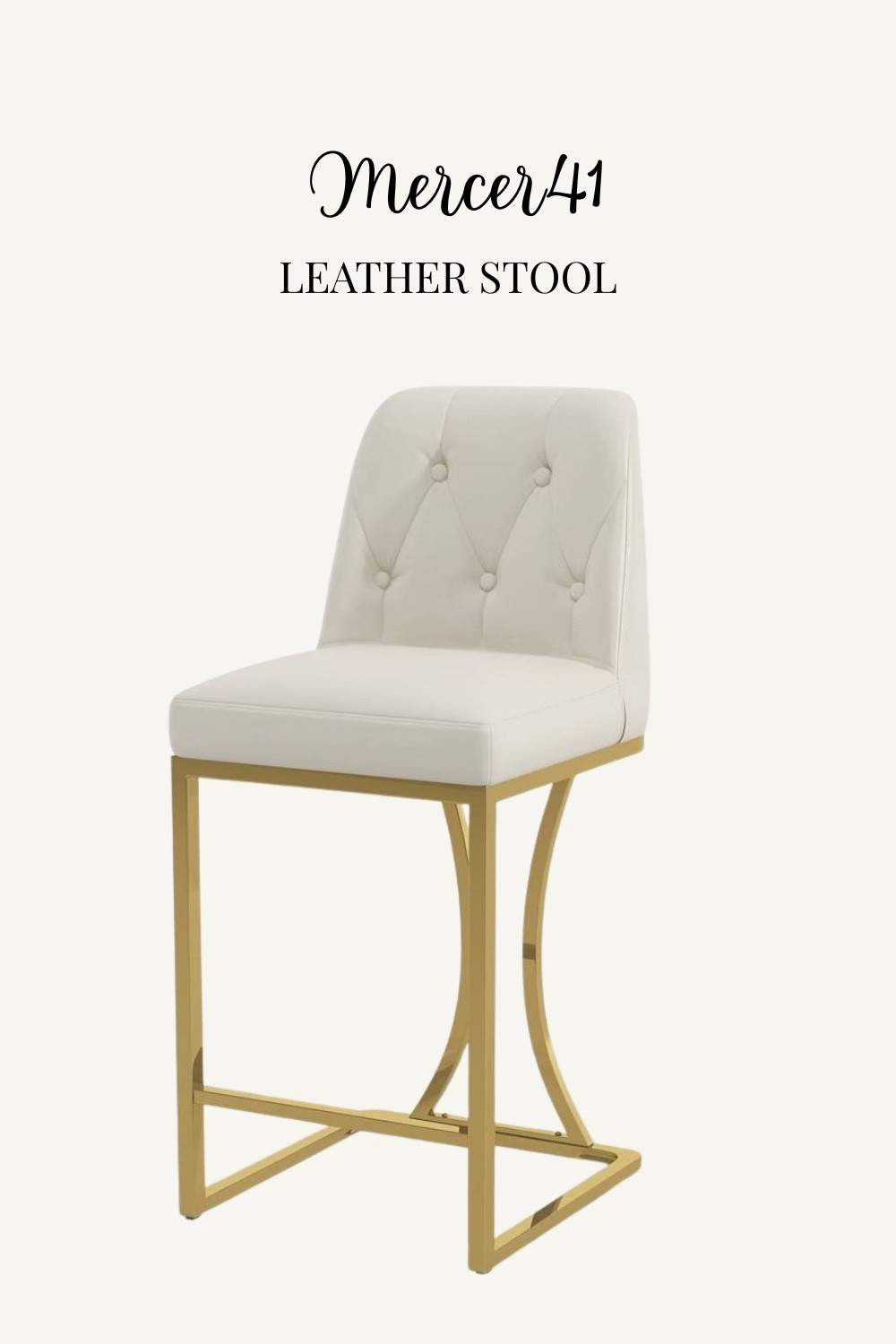 Shop the Mercer41 Leather Stool

A cream leather counter stool by Mercer41 with tufted details and a sleek gold frame.