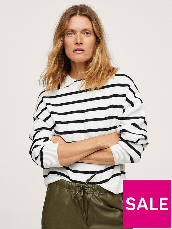 Mango Stripe Collar Knitted Sweater | Very (UK)