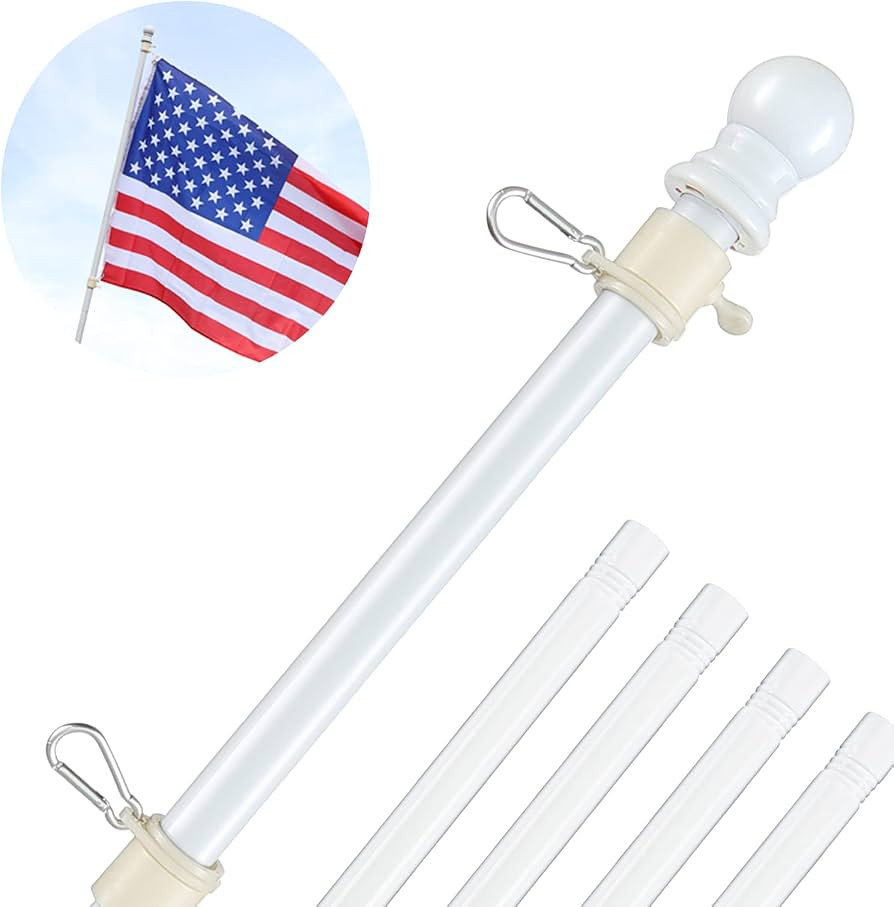 White Flag Poles for Outside House - 5ft Tangle Free Flag Pole for House,Heavy Duty Metal Flagpol... | Amazon (US)