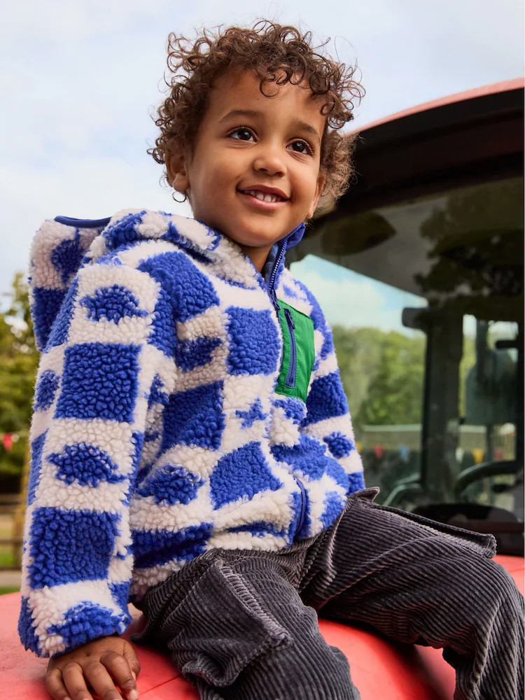 Dinosaurier, Blau - JoJo Maman Bébé Teddyfleece-Jacke mit Kapuze | Next EU