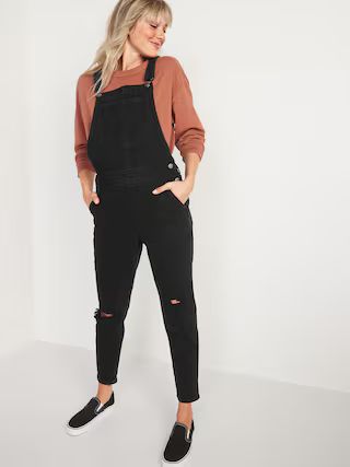 O.G. Straight Black Ripped Jean Overalls for Women | Old Navy (US)