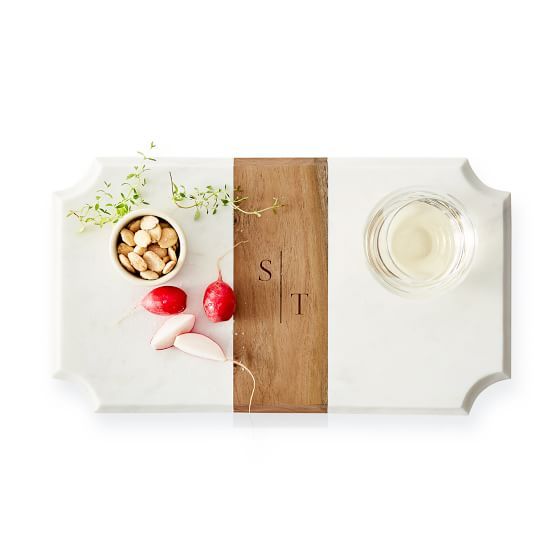 Wood and Marble Beveled Cheese Board | Mark and Graham