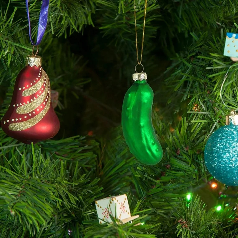 Blown Glass Pickle Ornament for Christmas Tree 1Pcs Christmas Pickle Ornament Shatterproof Sparkl... | Walmart (US)