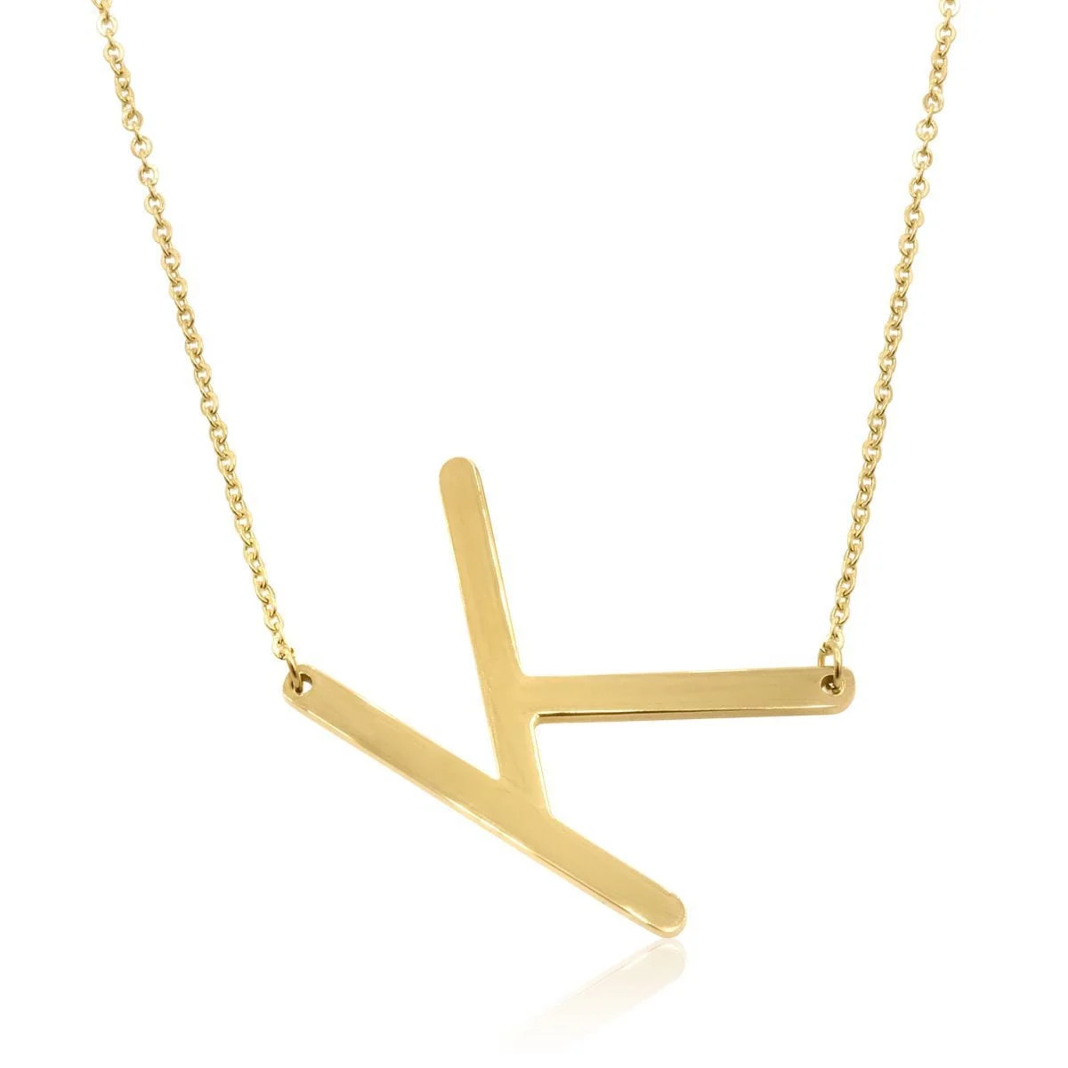 SuperJeweler K Initial Sideways Necklace for Women, Gold, 18" | Walmart (US)