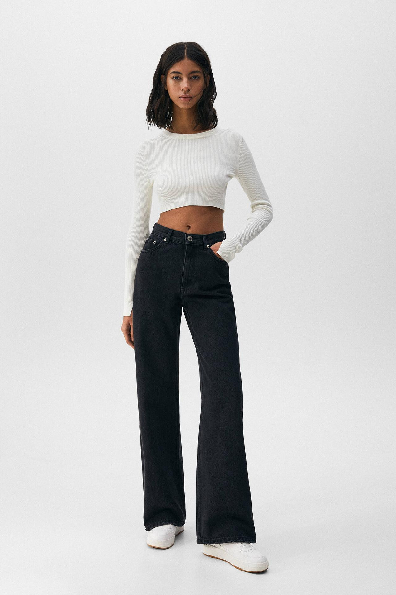 High-waist wide-leg jeans | PULL and BEAR UK
