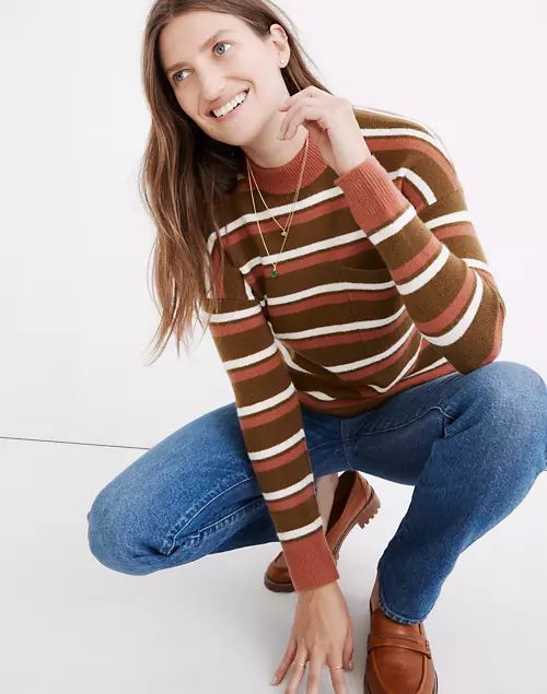 Redmond Mockneck Pocket Sweater in Stripe | Madewell