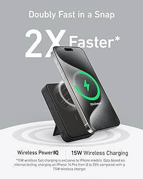 Anker MagGo Power Bank, Qi2 Certified 15W Ultra-Fast MagSafe-Compatible Portable Charger, 10,000m... | Amazon (US)