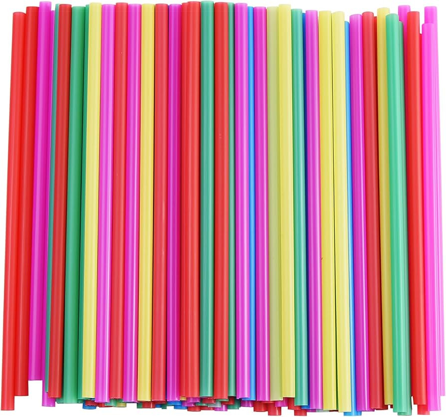 ALINK 8mm Wide Assorted Bright Colors Smoothie Straws, Fat Plastic Disposable Drinking Straws, Pa... | Amazon (US)