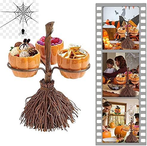 Halloween Pumpkin Snack Bowl Stand,Hocus-Pocus Snack Bowl Stand,Adorable Broomstick Snack Bowl Stand | Amazon (US)