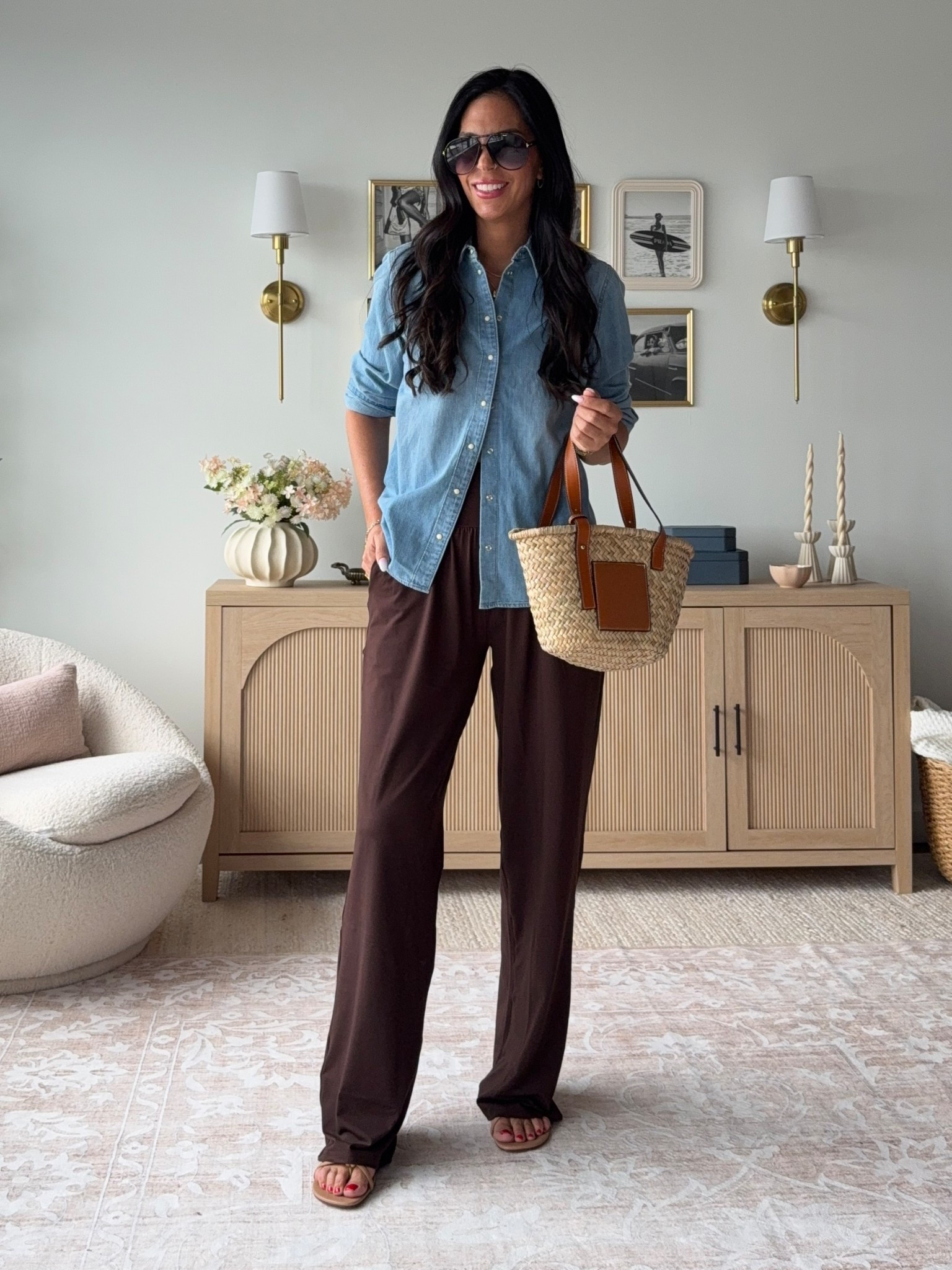 Lululemon Palazzo pants look for less 
Comes in 5 lengths 
Wearing a small 33 inch inseam 
All jackets and tops are a small 

#LTKU #LTKTravel #LTKShoeCrush