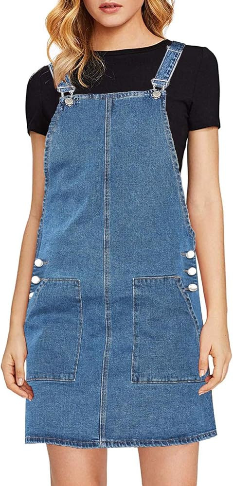 luvamia Women's Casual Straps Denim Overall Pinafore Dress with Pockets 2025 | Amazon (US)