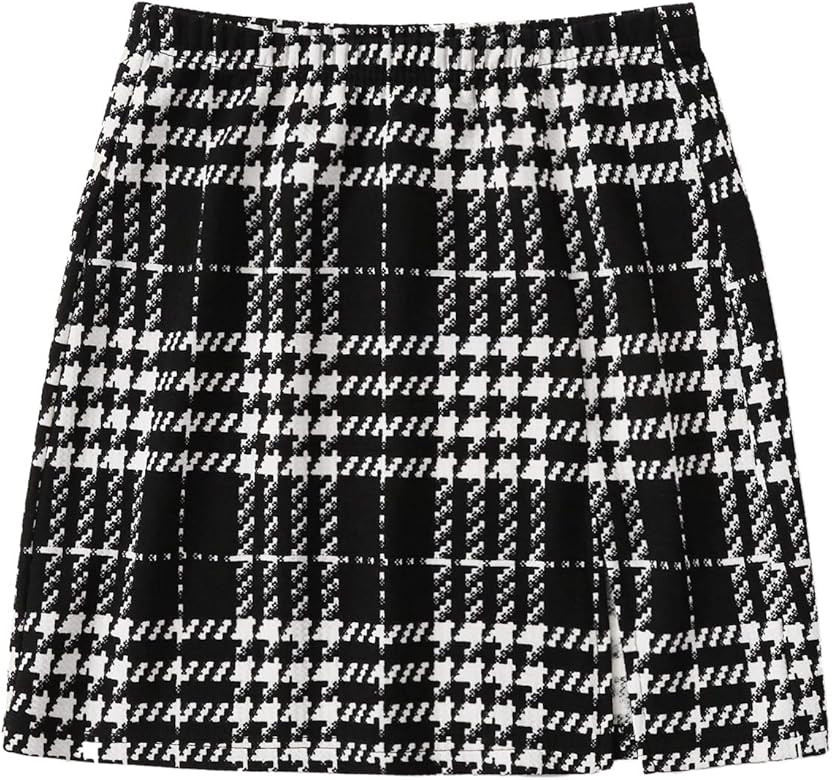 SheIn Women's Basic Stretch Plaid Mini Bodycon A-Line Pencil Skirt | Amazon (US)