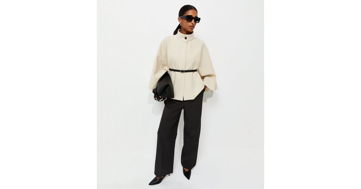Women's Off White Belted Ottoman Cape Jacket New Look | New Look (UK)