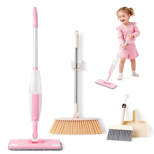 Toddler Gifts Cleaning Toy Sets, Real Working Water-Spraying Mop Toy & Kids Broom Dustpan Set, Montessori Mini Kids Spray Mop, Toddler Cleaning Set for Floor, Christmas Birthday Gifts for Age 3+ | Amazon (US)