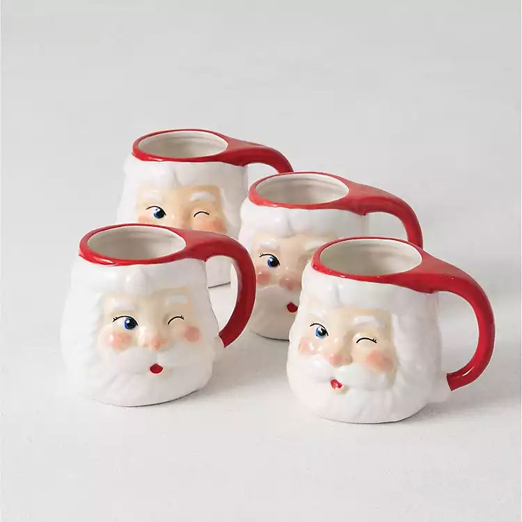 Vintage Winking Santa Mugs, Set of 4 | Kirkland's Home
