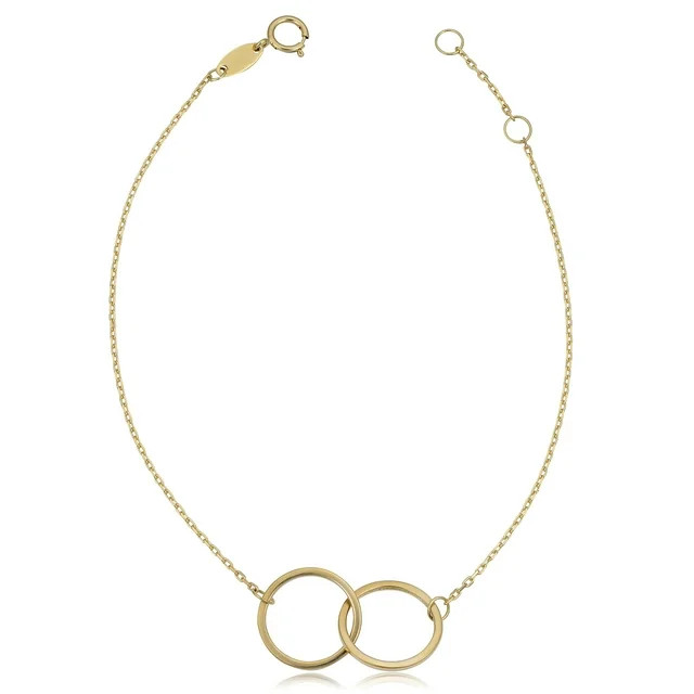 14k Yellow Gold Interlocking Circles Adjustable Length Bracelet (adjusts to 7" or 7.5") | Walmart (US)
