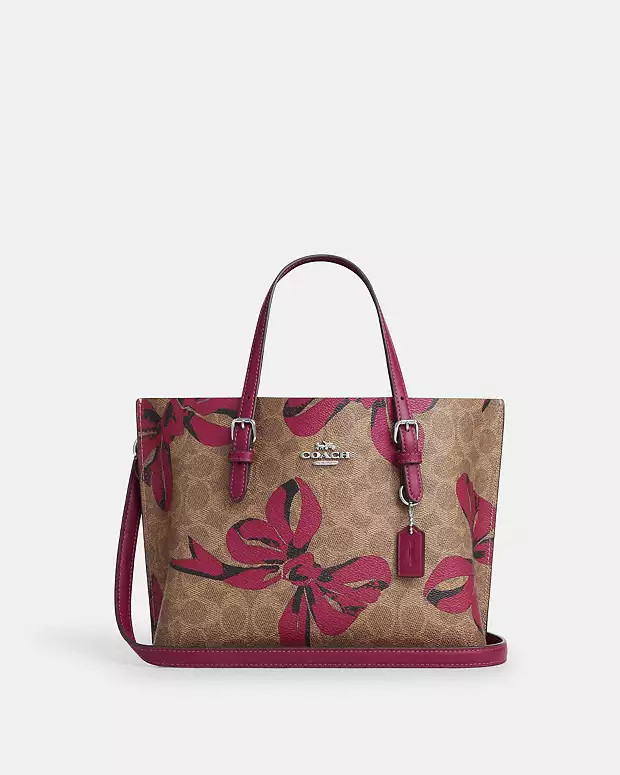 Mollie Tote Bag 25 In Signature Canvas With Bow Print | Coach Outlet US