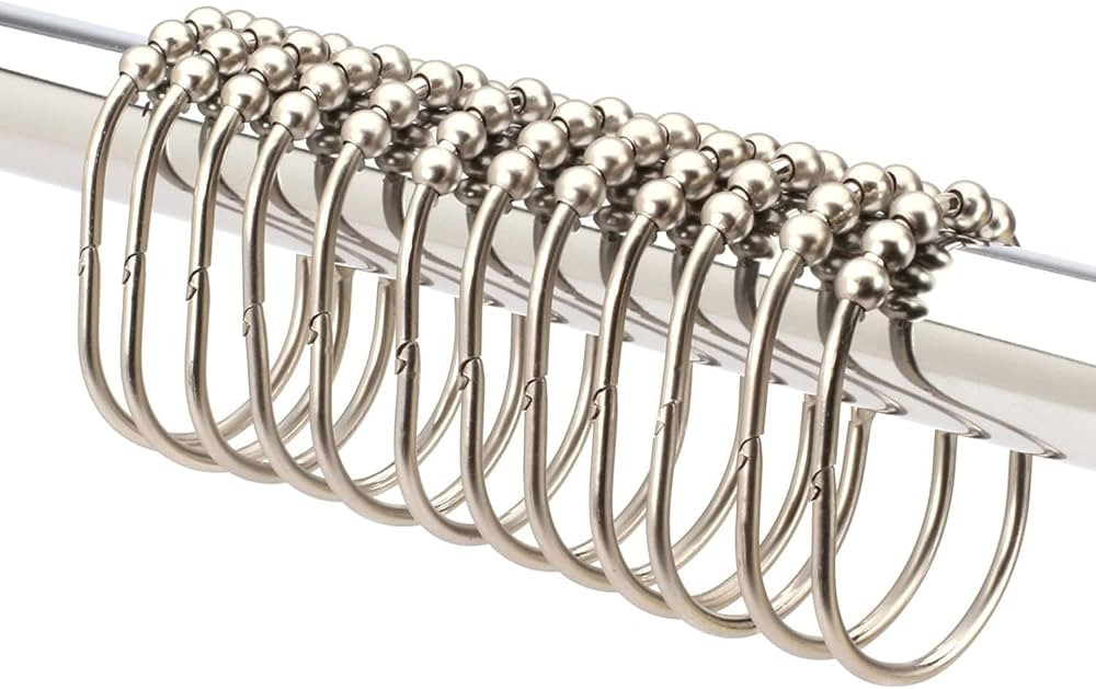 2LB Depot Wide Shower Curtain Rings/Hooks Set, Decorative Brushed Satin Nickel Finish, Easy Glide... | Amazon (US)