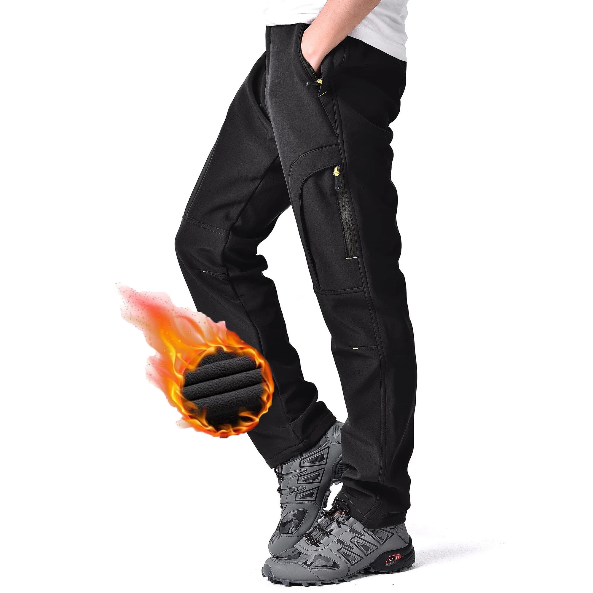 POENTAB Men's Hiking Snow Pants Winter Fleece Lined Insulated Softshell Waterproof Ski Hunting Pa... | Walmart (US)