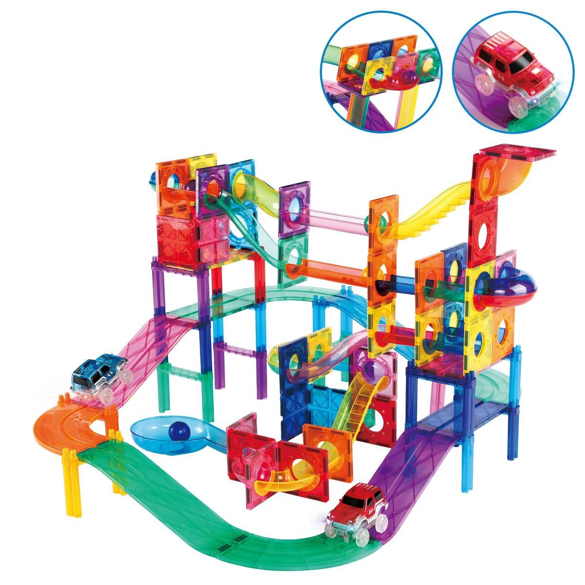 Picasso Tiles Magnetic Marble Run and Race Track 108pc Combination Set | Target