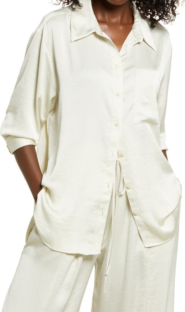 Satin Button-Up Shirt | Nordstrom