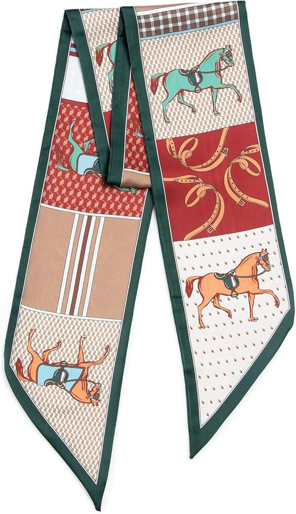 la ceida 100% Skinny Silk Scarf Head Hair Ribbon Handbag Handle Wrap Tie Bundle Scarf Neckerchief... | Amazon (US)