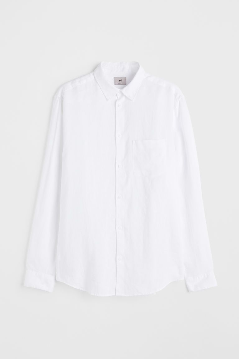 H & M - Regular Fit Linen Shirt - White | H&M (US + CA)