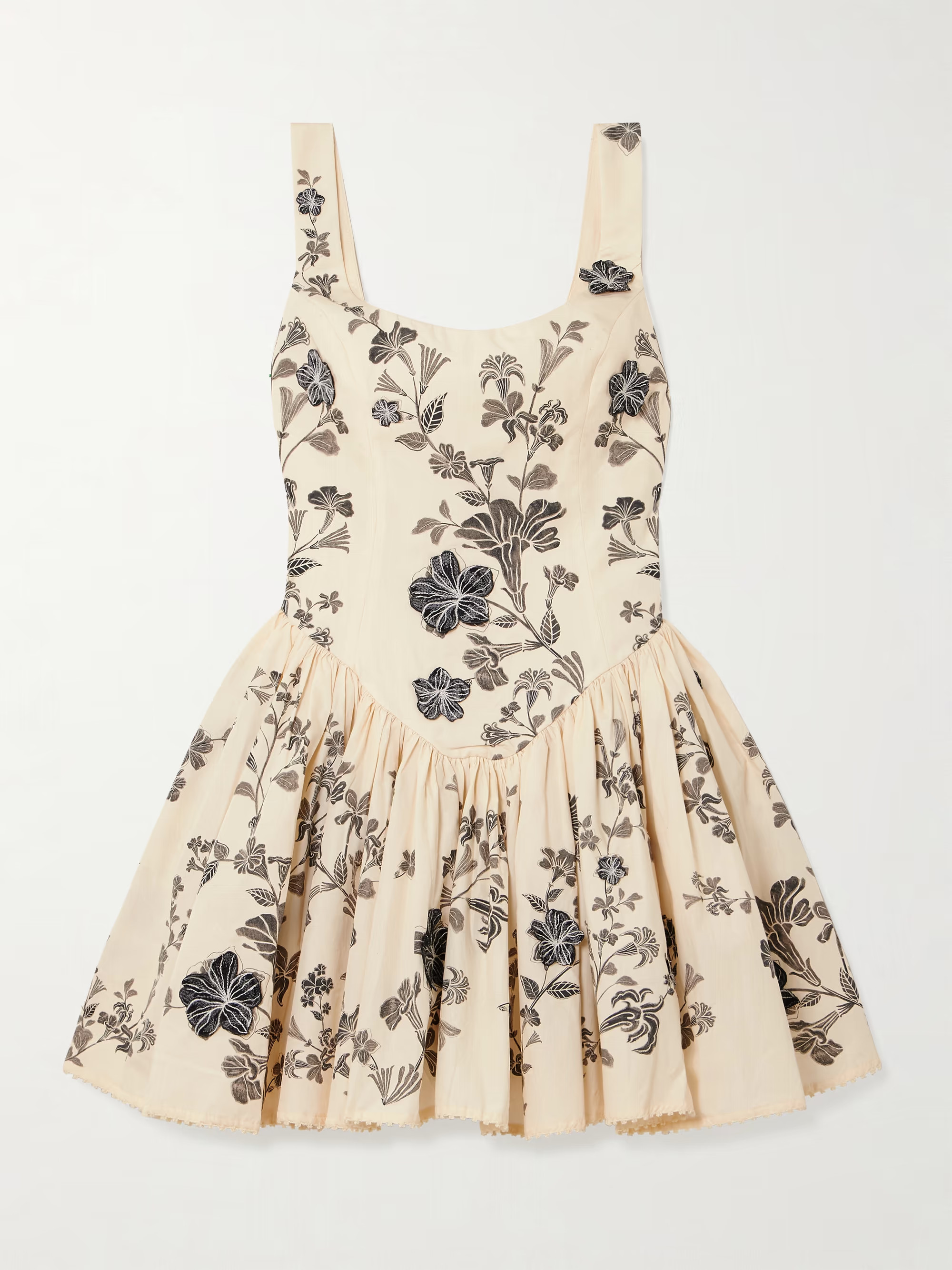 Pluma Guayacan appliquéd gathered printed cotton mini dress | NET-A-PORTER (US)