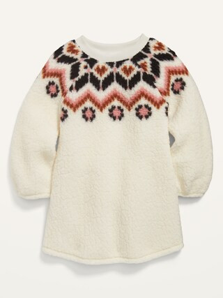 Crew-Neck Sherpa Dress for Toddler Girls | Old Navy (US)
