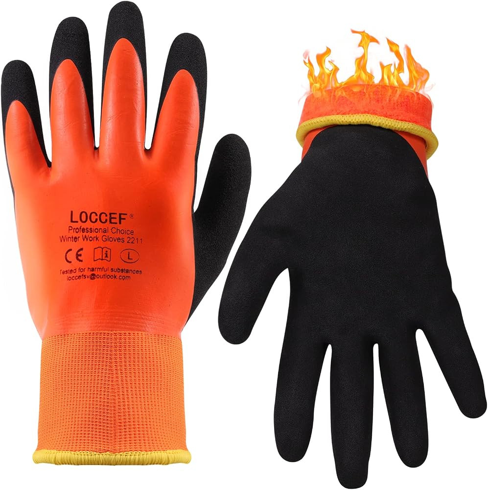 LOCCEF 2 Pairs 100% Waterproof Winter Gloves,Winter Work Gloves Thermal Liner Grip Coating Warm,T... | Amazon (US)