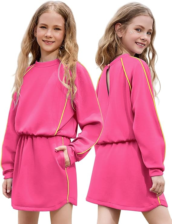 Girl Cropped Tracksuits 2 Piece Long Sleeve Skirt Sets Jogger Sweatshirt Open Back Skorts Set | Amazon (US)