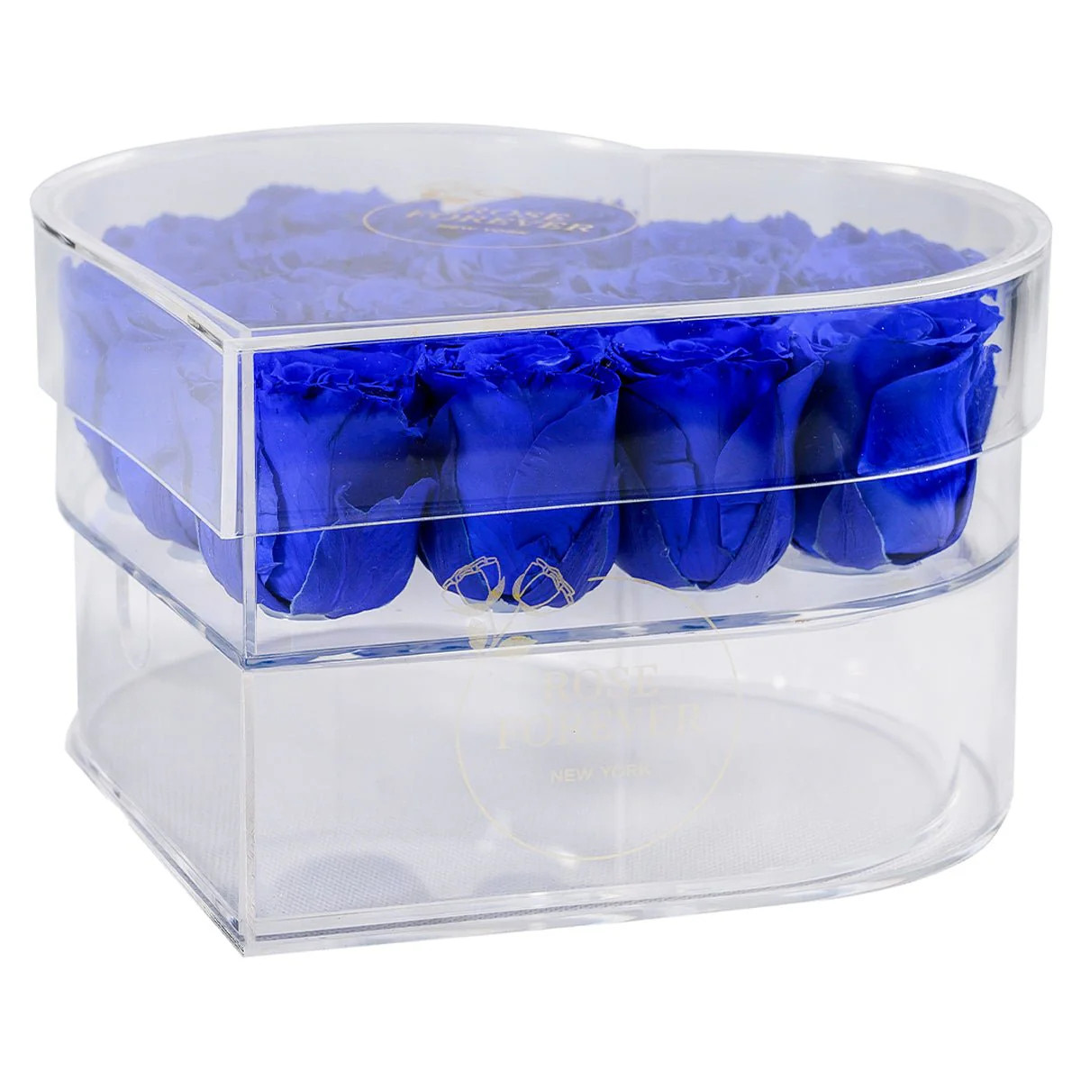 15 Royal Blue Roses - Crystal Heart Box | Rose Forever 