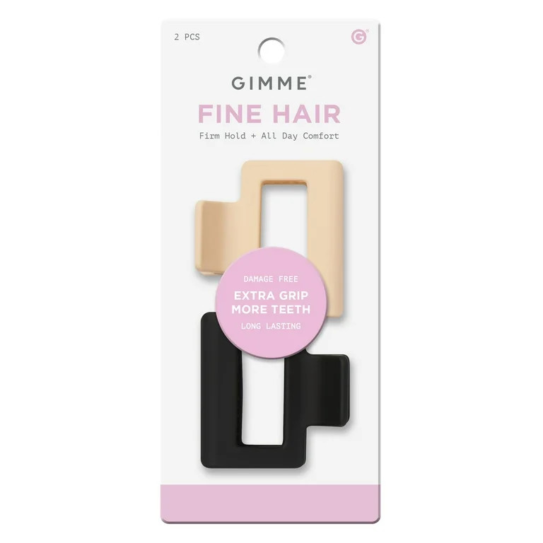 Gimme Beauty Claw Clip Fine Square Extra Grip, Black/Tan, 2ct | Walmart (US)