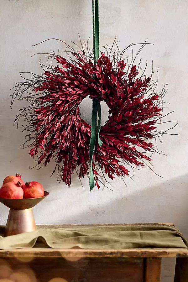 Preserved Red Myrtle Wreath | Anthropologie (US)
