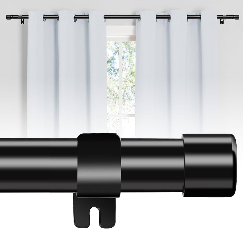 Black Curtain Rod 30 to 144 Inch, 1 inch Long Curtain Rod for Sliding Glass Door, Adjustable Curt... | Amazon (US)