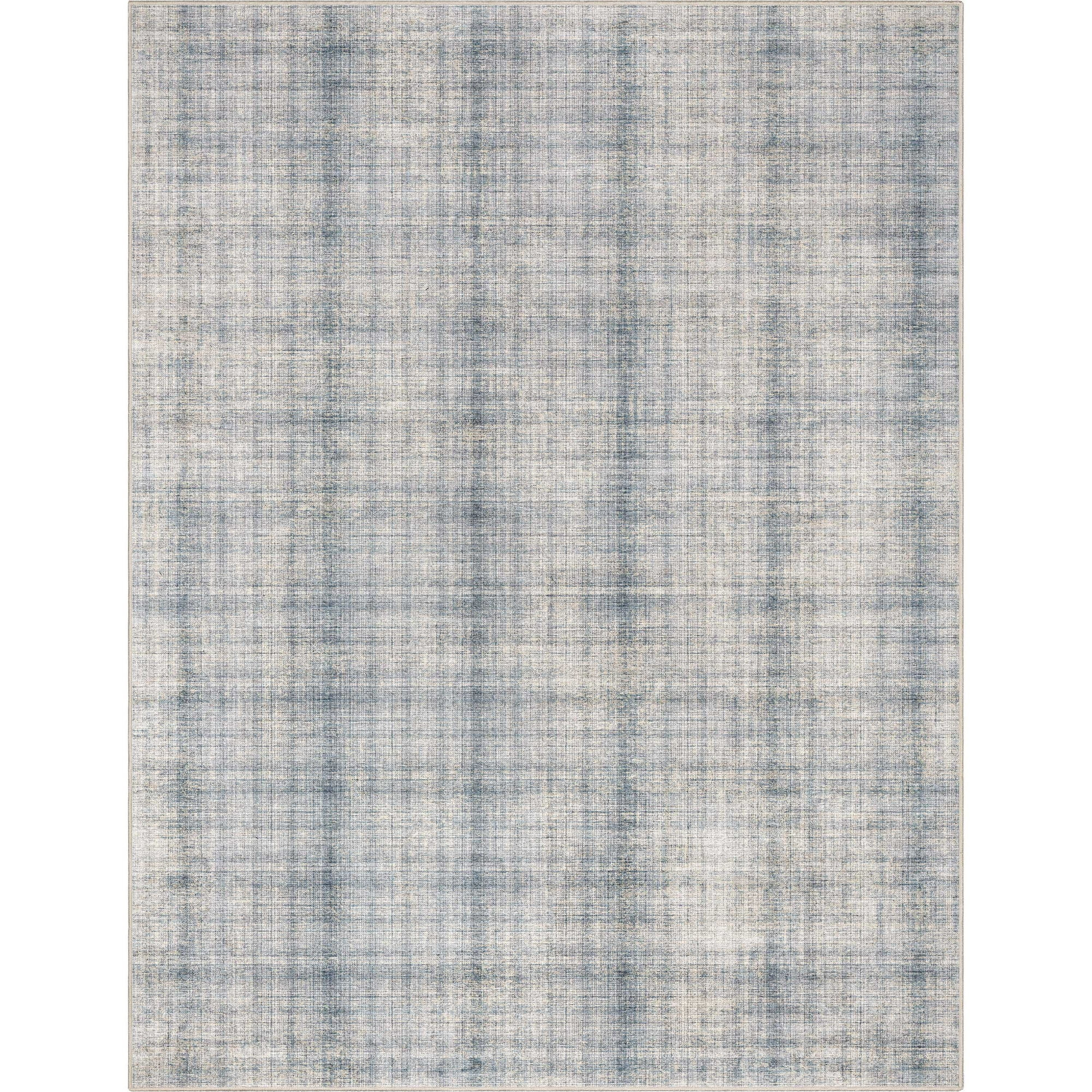 Well Woven Rio Flatweave Distressed Plaid 5'3" x 7'3" Area Rug Blue Cream | Walmart (US)