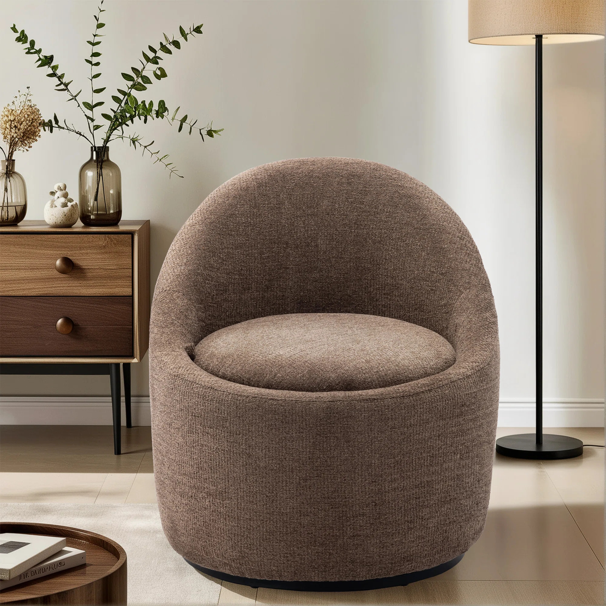 Lawandra Modern Upholstered Swivel Barrel Chair | Wayfair North America