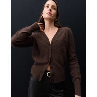 Autograph Brushed Pure Cashmere V Neck Slim Cardigan Bitter Chocolate | Marks & Spencer (UK)