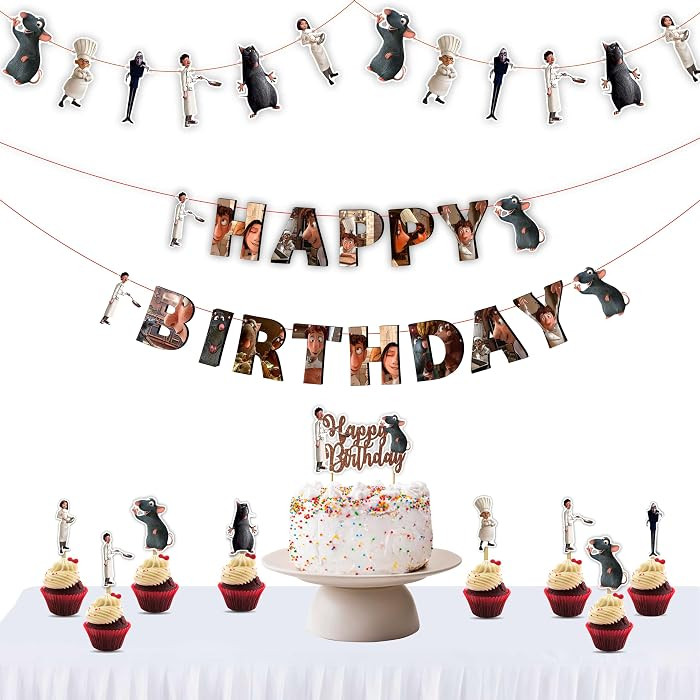 Ratatuile Theme Birthday Decoration Set \u2013 Party Supplies , Includes Banner, Cake Toppers & T... | Amazon (US)