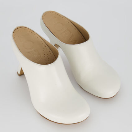 White Leather Clog Heels | TK Maxx