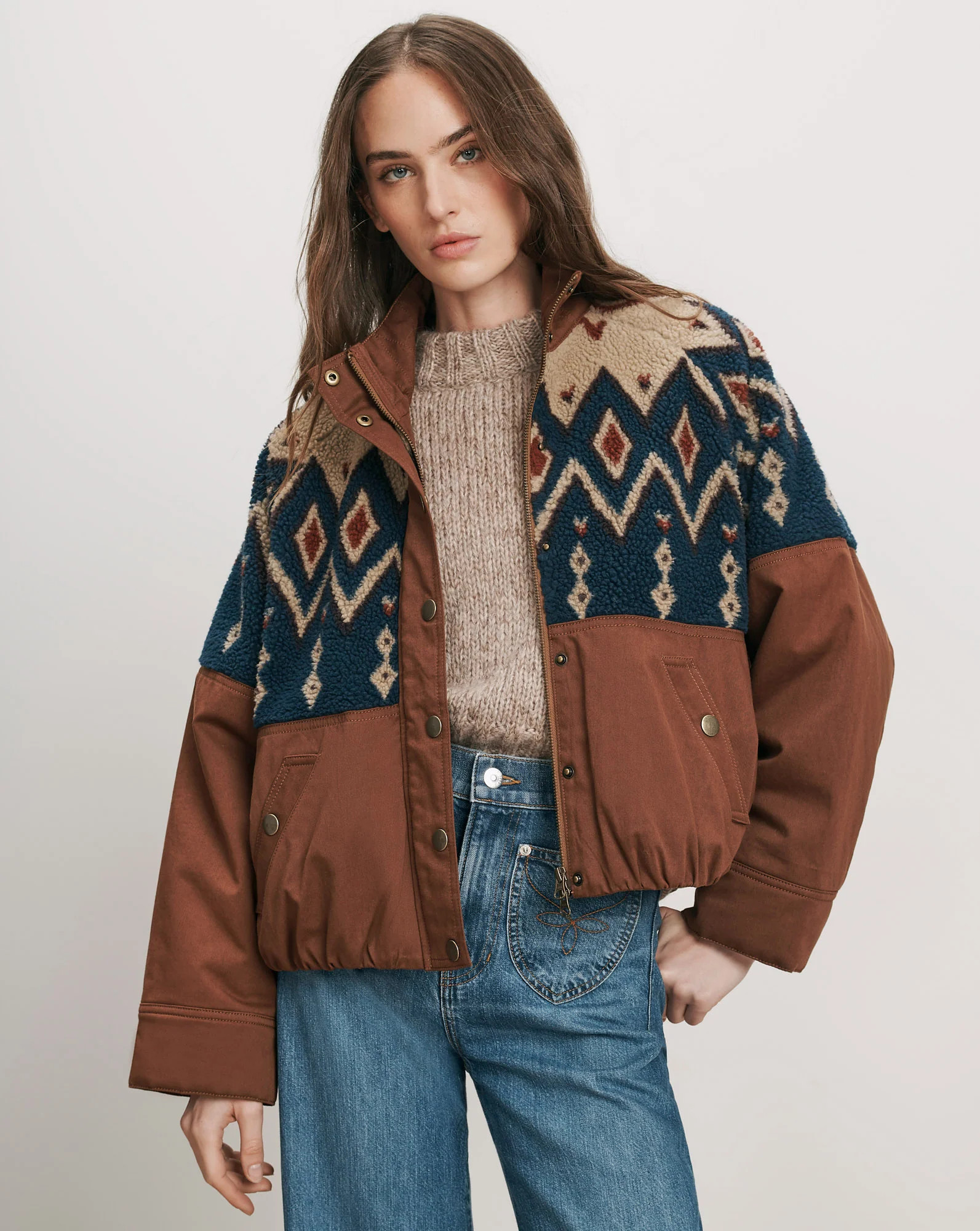 Knoll Sherpa Jacket in Deep Ochre | Veronica Beard | Veronica Beard