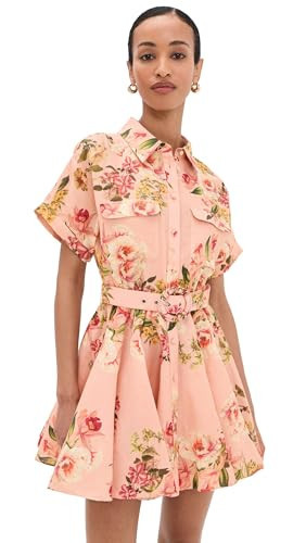 Hemant and Nandita Women's Short Dress with Buckle Belt, Peach, XXS | Amazon (US)